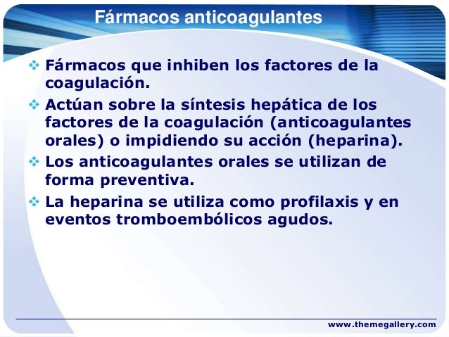 farmacos coagulantes y anticoagulantes